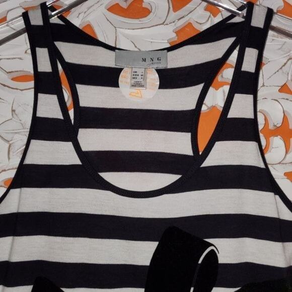 MNG by Mango Striped Tank w/ Black Bow Size Medium - Picture 3 of 6